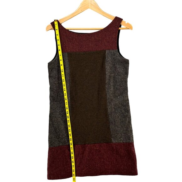 Bailey 44 Mini Tank Dress Burgundy Grey Brown Colorblock Wool Silk Blend Size M - Picture 9 of 11